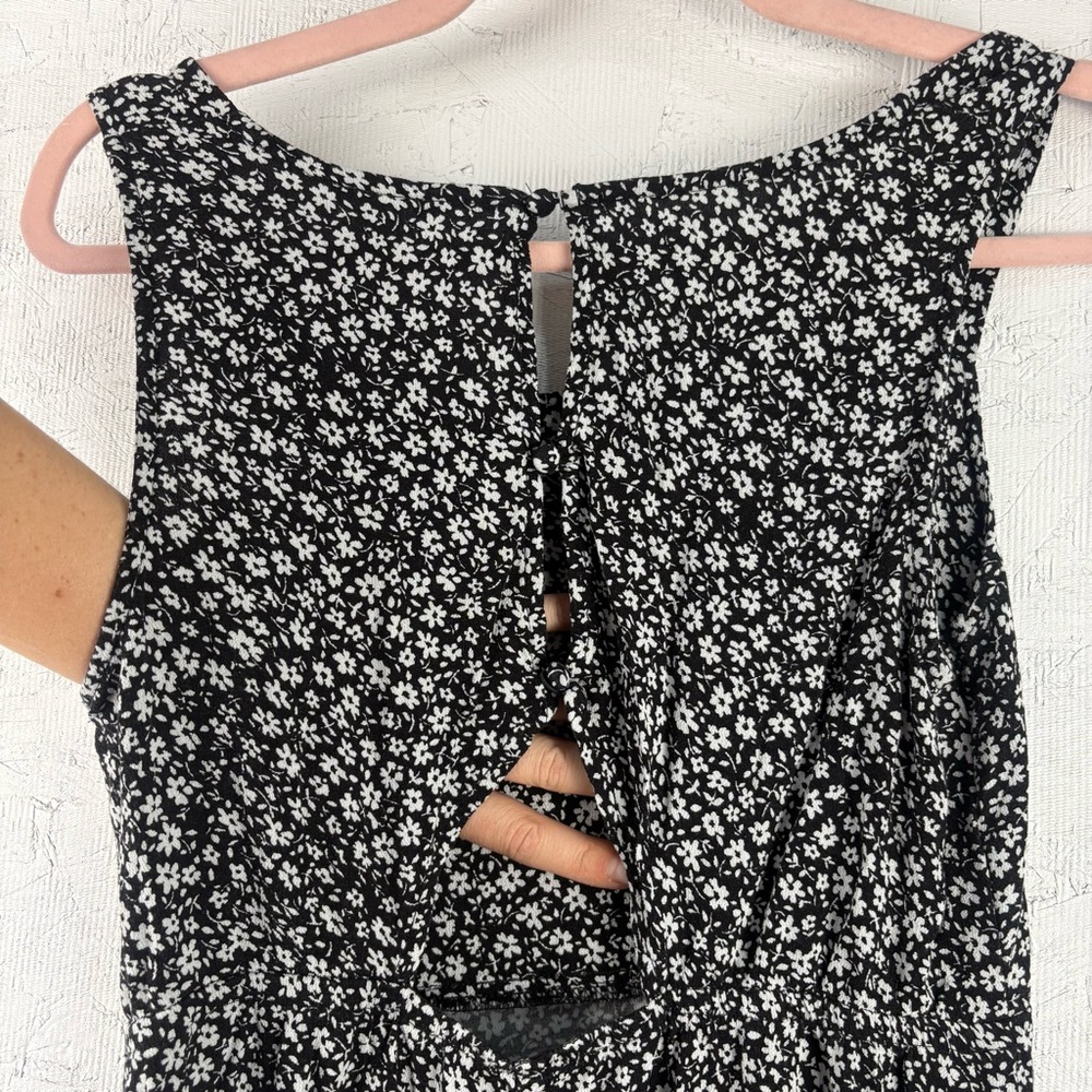 American Eagle Outfitters Black and White Square Neck Sundress Front Slit M 90s - Picture 5 of 11